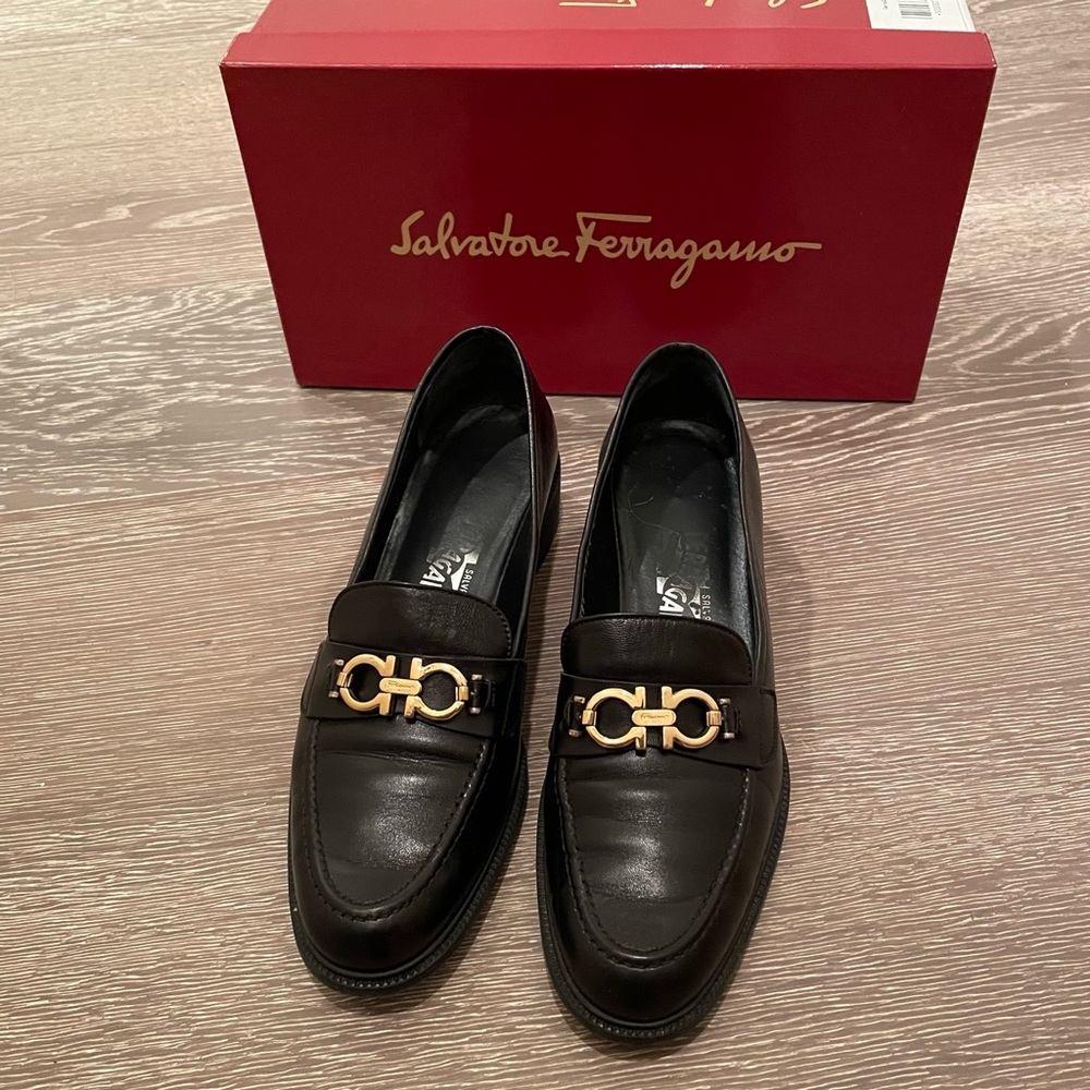 Salvatore Ferragamo Black Leather Loafers Botty